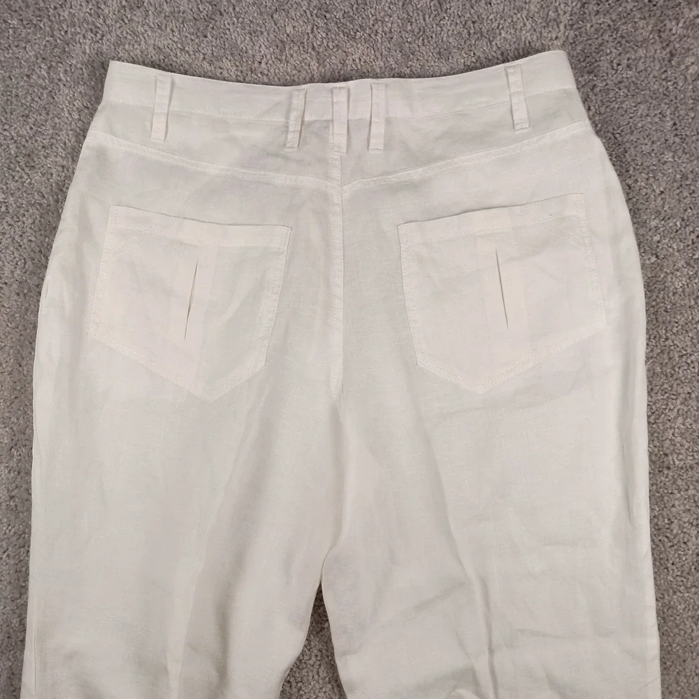 Jeremi Hunter 36Wx30L Mens White 100% Linen Straight Leg Summer Trousers Pants
